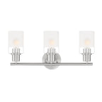 Cedar Lane 22 in. 3-Light Brushed Nickel Modern Vanity Light with Clear and Etched Glass Shades for Bathrooms