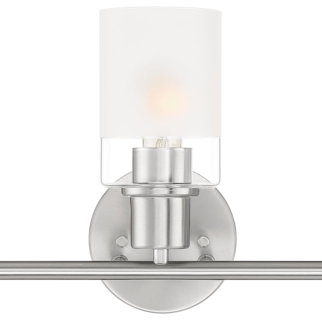 Cedar Lane 22 in. 3-Light Brushed Nickel Modern Vanity Light with Clear and Etched Glass Shades for Bathrooms