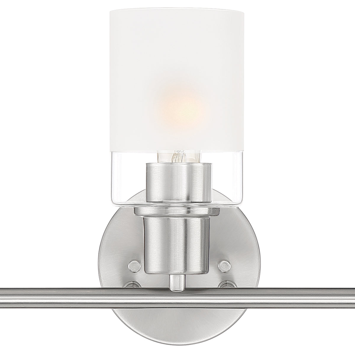Cedar Lane 22 in. 3-Light Brushed Nickel Modern Vanity Light with Clear and Etched Glass Shades for Bathrooms