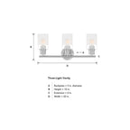 Cedar Lane 22 in. 3-Light Brushed Nickel Modern Vanity Light with Clear and Etched Glass Shades for Bathrooms