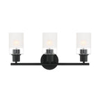 Cedar Lane 22 in. 3-Light Brushed Nickel Modern Vanity Light with Clear and Etched Glass Shades for Bathrooms