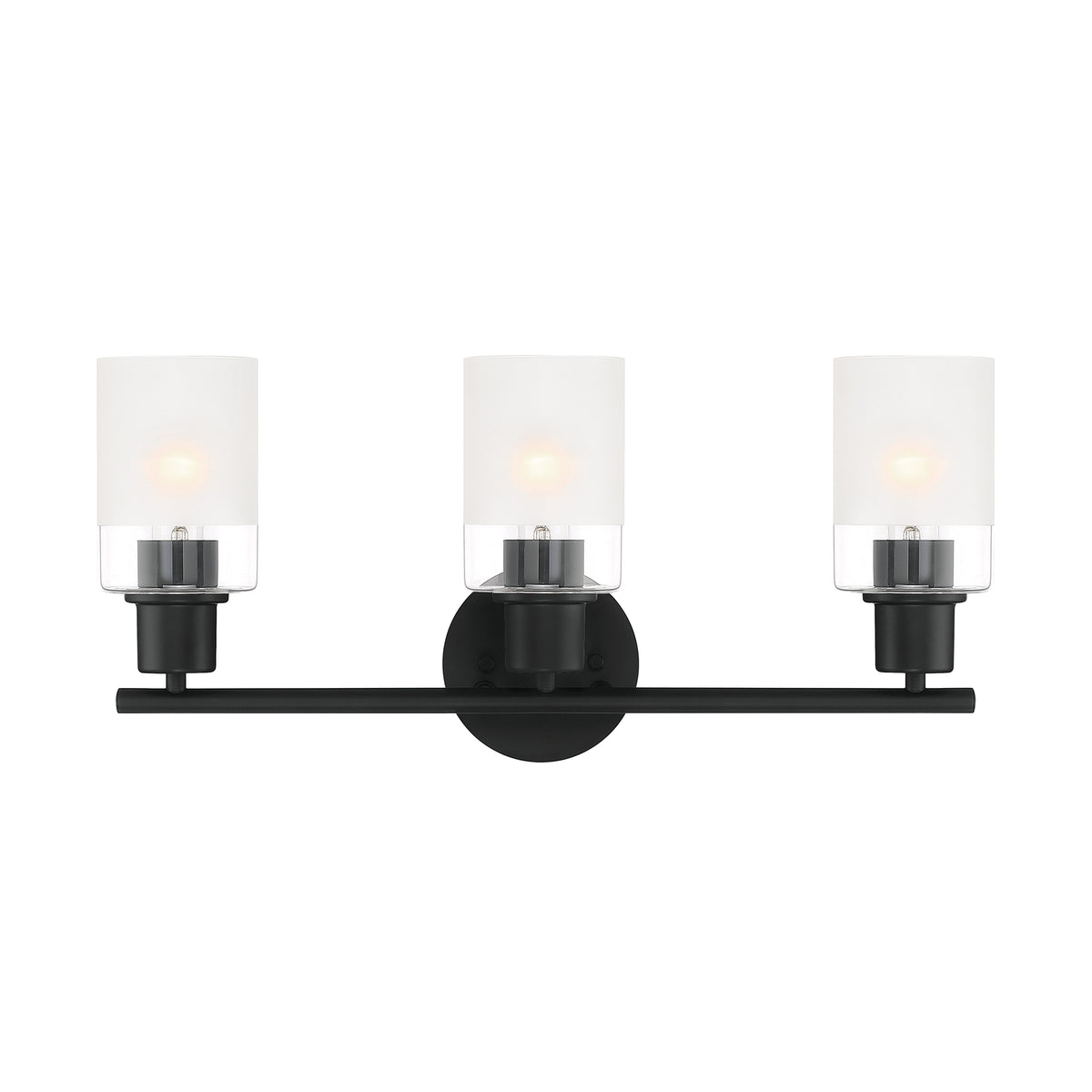 Cedar Lane 22 in. 3-Light Brushed Nickel Modern Vanity Light with Clear and Etched Glass Shades for Bathrooms