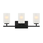 Carmine 21 in. 3-Light Matte Black Transitional Vanity Light with Etched Glass Shades for Bathrooms