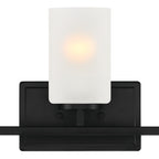 Carmine 21 in. 3-Light Matte Black Transitional Vanity Light with Etched Glass Shades for Bathrooms