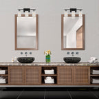 Carmine 21 in. 3-Light Matte Black Transitional Vanity Light with Etched Glass Shades for Bathrooms
