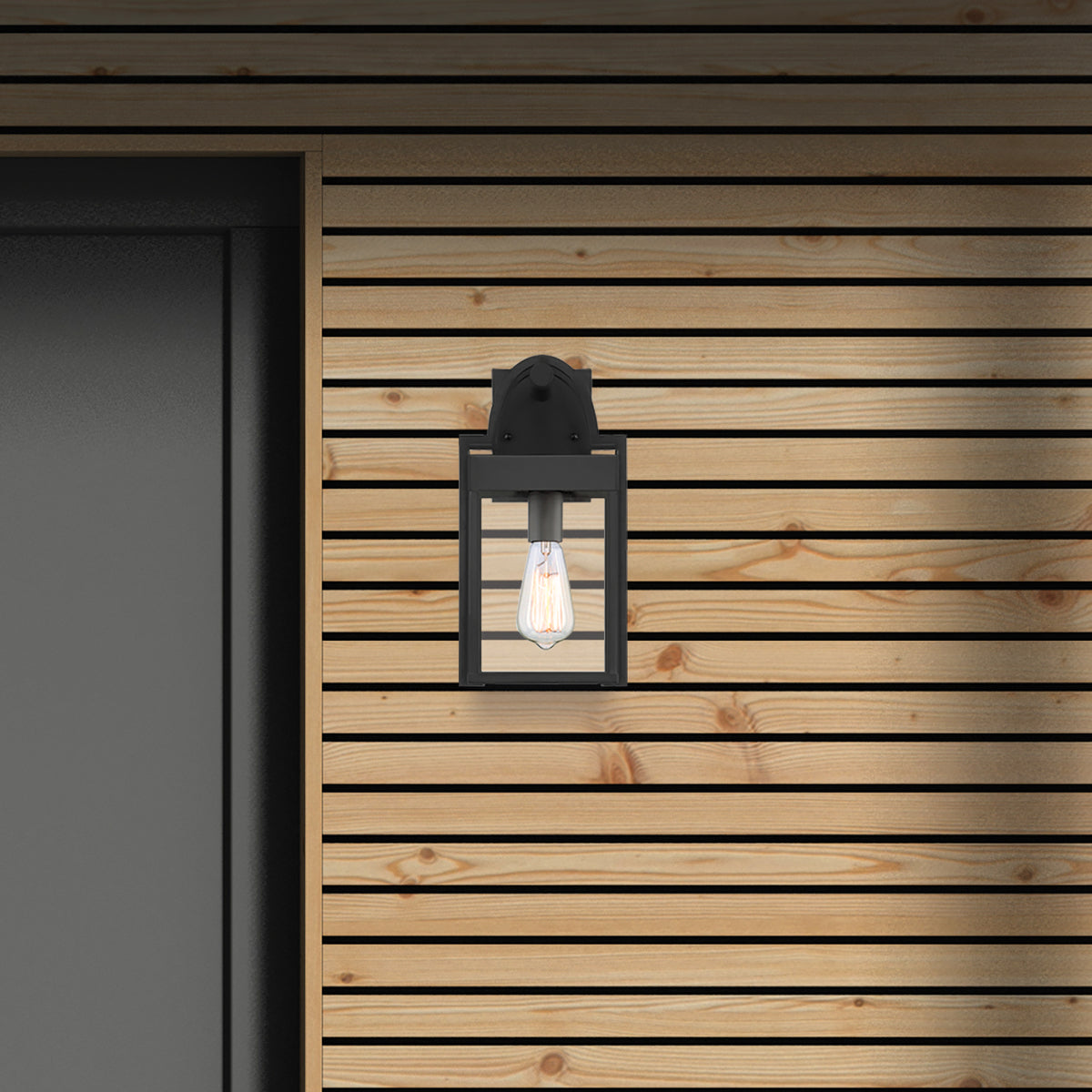 Monroe 18.5 in. Matte Black 1-Light Outdoor Line Voltage Wall Lantern with No Bulb Included