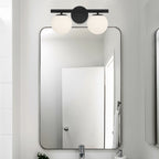 Crown Heights 16 in. 2-Light Matte Black Modern Vanity Light with Etched Opal Glass Shades for Bathrooms