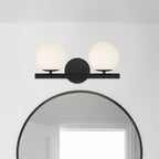Crown Heights 16 in. 2-Light Matte Black Modern Vanity Light with Etched Opal Glass Shades for Bathrooms
