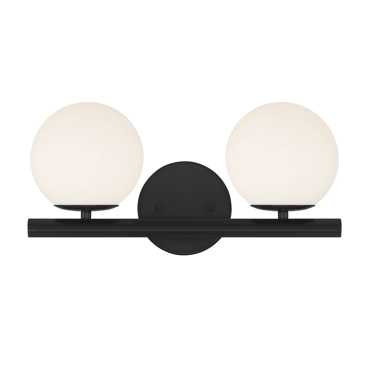 Crown Heights 16 in. 2-Light Matte Black Modern Vanity Light with Etched Opal Glass Shades for Bathrooms