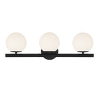 Crown Heights 25 in. 3-Light Matte Black Modern Vanity Light with Etched Opal Glass Shades for Bathrooms