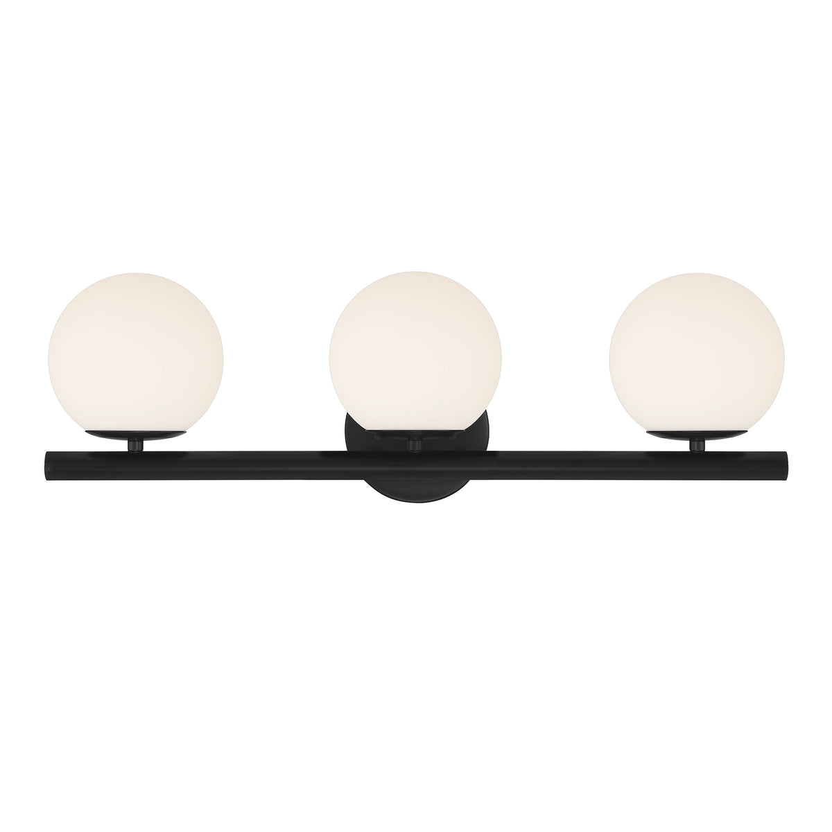Crown Heights 25 in. 3-Light Matte Black Modern Vanity Light with Etched Opal Glass Shades for Bathrooms