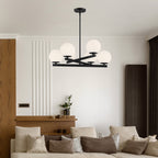 Crown Heights 6-Light Matte Black Chandelier with Etched Opal Glass Shade