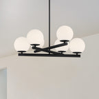 Crown Heights 6-Light Matte Black Chandelier with Etched Opal Glass Shade