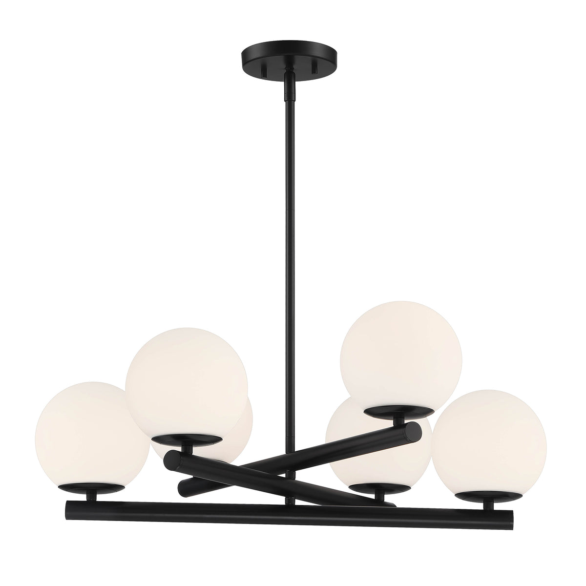 Crown Heights 6-Light Matte Black Chandelier with Etched Opal Glass Shade