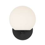 Crown Heights 8 in. Matte Black Wall Sconce with Etched opal Glass Shade