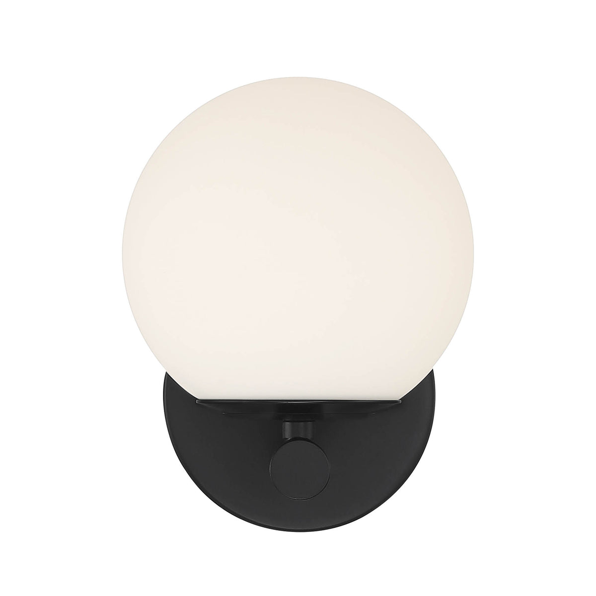 Crown Heights 8 in. Matte Black Wall Sconce with Etched opal Glass Shade