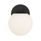 Crown Heights 8 in. Matte Black Wall Sconce with Etched opal Glass Shade