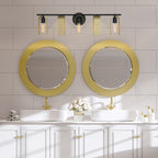U Turn 31.5 in. 5-Light Matte Black Modern Vanity Light with Brushed Gold Metal Shades for Bathrooms