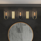 U Turn 31.5 in. 5-Light Matte Black Modern Vanity Light with Brushed Gold Metal Shades for Bathrooms