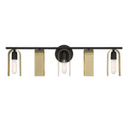 U Turn 31.5 in. 5-Light Matte Black Modern Vanity Light with Brushed Gold Metal Shades for Bathrooms