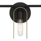 U Turn 31.5 in. 5-Light Matte Black Modern Vanity Light with Brushed Gold Metal Shades for Bathrooms