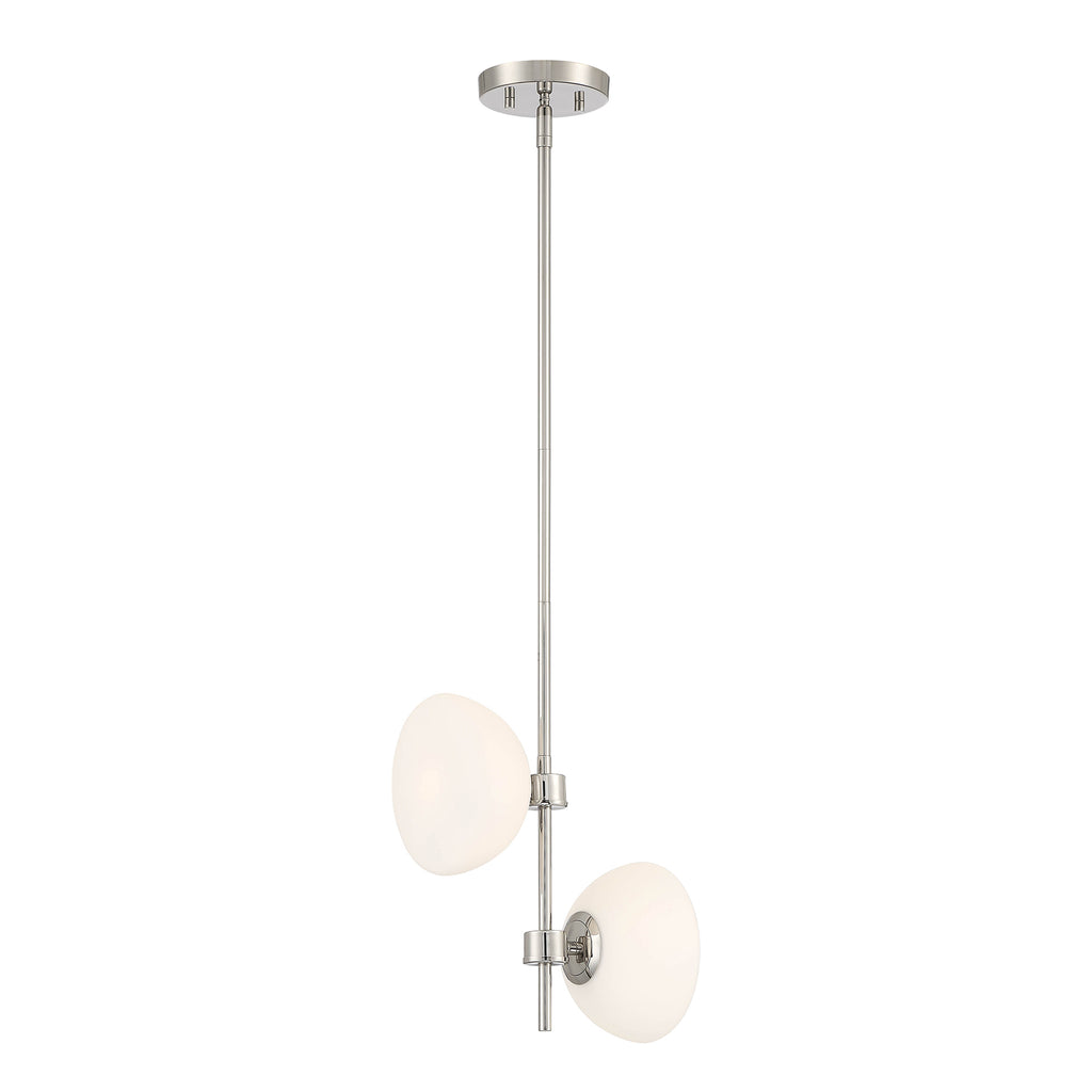 Zio 60-Watt 2-Light Polished Nickel Modern Pendant Light with Etched Opal Glass Shade and (2) G9 60W Bulbs Included