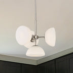 Zio 4-Light Convertible Polished Nickel Retro Modern Chandelier with Etched Opal Glass Shades For Dining Rooms