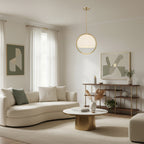 Eterna 60-Watt 1 Light Brushed Gold Pendant with Etched Opal Glass Shade