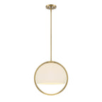 Eterna 60-Watt 1 Light Brushed Gold Pendant with Etched Opal Glass Shade