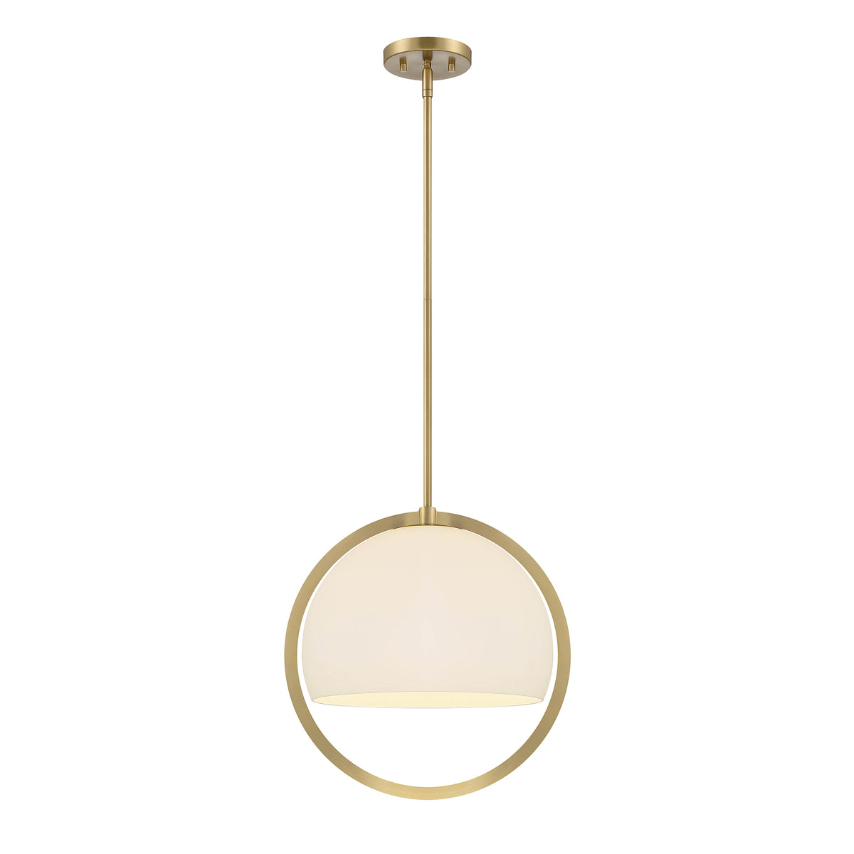 Eterna 60-Watt 1 Light Brushed Gold Pendant with Etched Opal Glass Shade