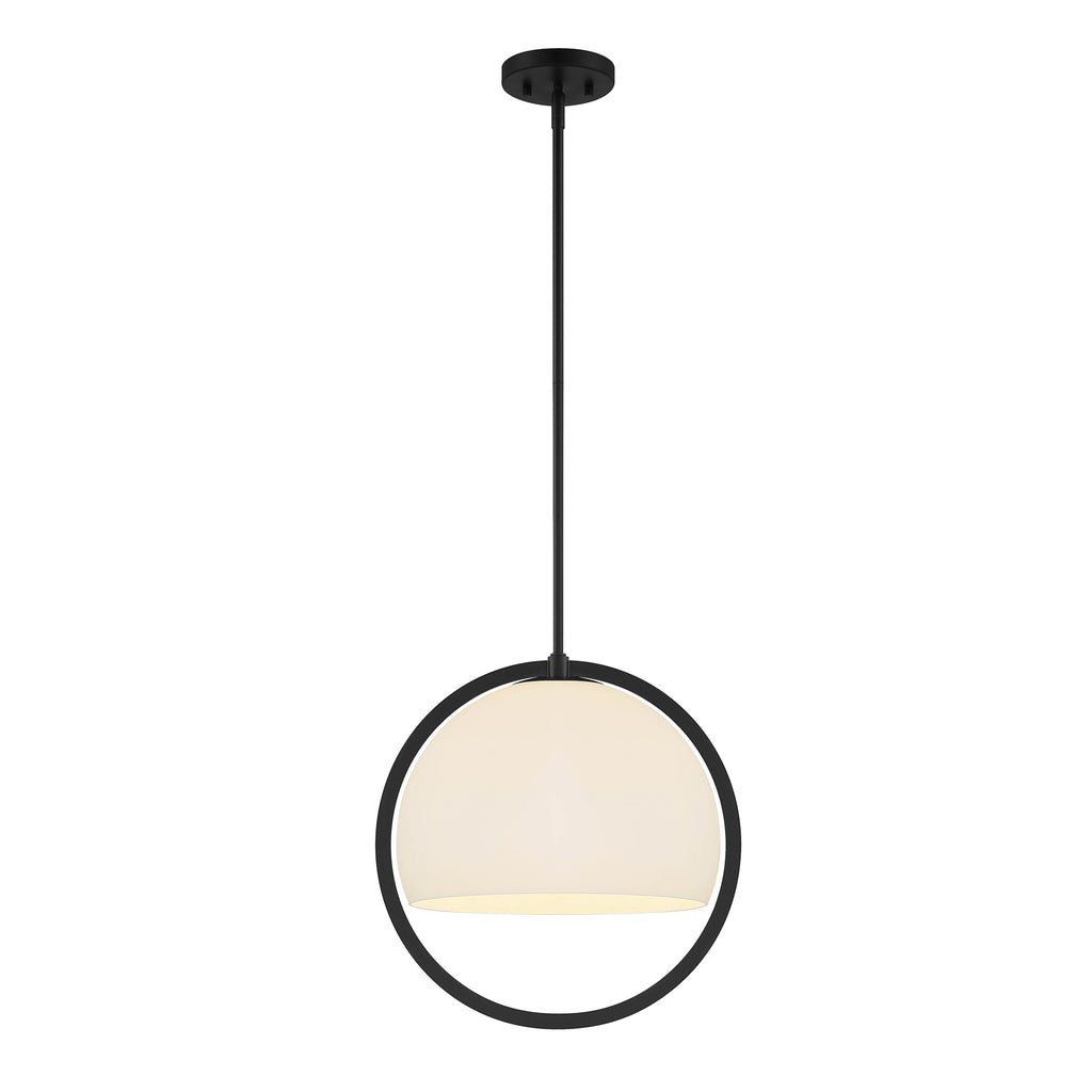 Eterna 60-Watt 1 Light Brushed Gold Pendant with Etched Opal Glass Shade