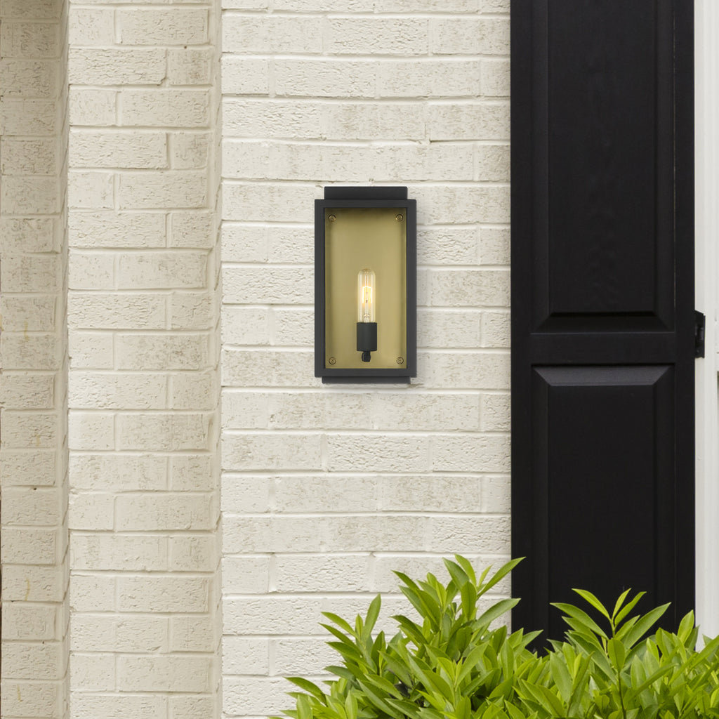 Twilight Black 1-Light Outdoor Line Voltage Hardwired Porch Light Wall Sconce with No Bulb Included