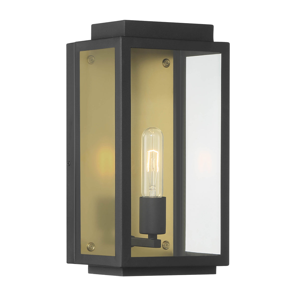 Twilight Black 1-Light Outdoor Line Voltage Hardwired Porch Light Wall Sconce with No Bulb Included