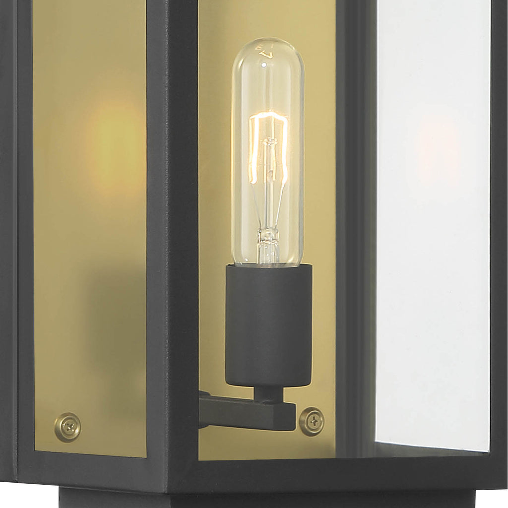 Twilight Black 1-Light Outdoor Line Voltage Hardwired Porch Light Wall Sconce with No Bulb Included