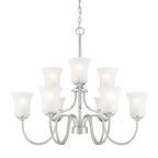 Bronson 9-Light Brushed Nickel Chandelier with Frosted Glass Shades