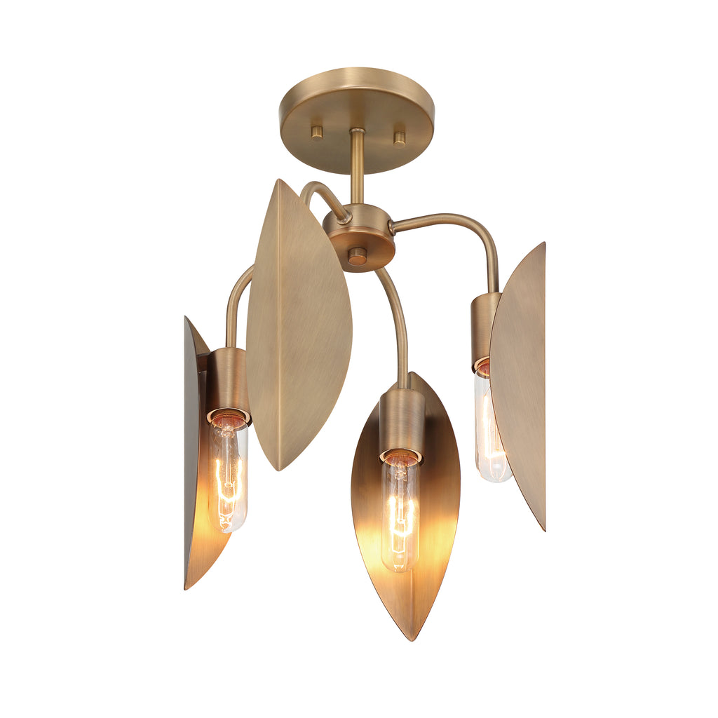 Eden 12.25 in. 4-Light Old Satin Brass Modern Semi Flush Mount Light