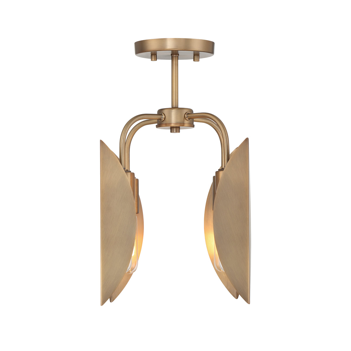 Eden 12.25 in. 4-Light Old Satin Brass Modern Semi Flush Mount Light