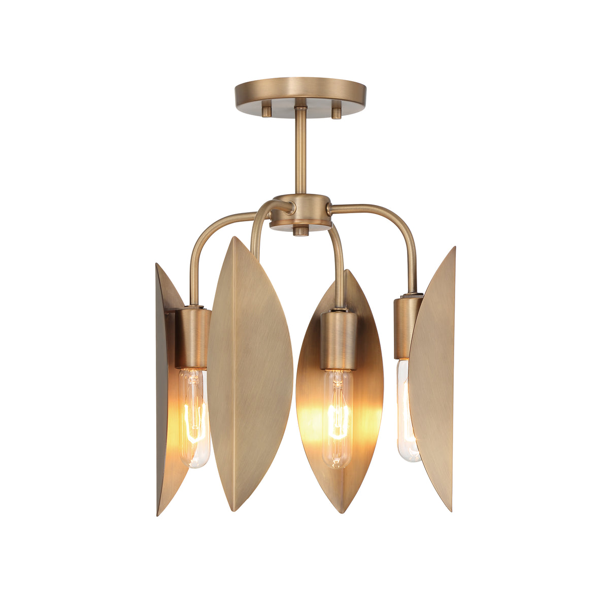 Eden 12.25 in. 4-Light Old Satin Brass Modern Semi Flush Mount Light