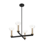 Galactic 4 Light Modern Matte Black with Clear Seeded Glass Shades Chandelier For Dining Rooms