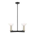 Galactic 4 Light Modern Matte Black with Clear Seeded Glass Shades Chandelier For Dining Rooms