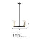 Galactic 4 Light Modern Matte Black with Clear Seeded Glass Shades Chandelier For Dining Rooms