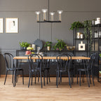 Galactic 4 Light Modern Matte Black with Clear Seeded Glass Shades Chandelier For Dining Rooms