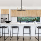 Galactic 4 Light Modern Matte Black with Clear Seeded Glass Shades Chandelier For Dining Rooms