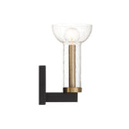 Galactic 5 in. 1-Light Matte Black Industrial Wall Sconce with Clear Seedy Glass Shade for Living Rooms