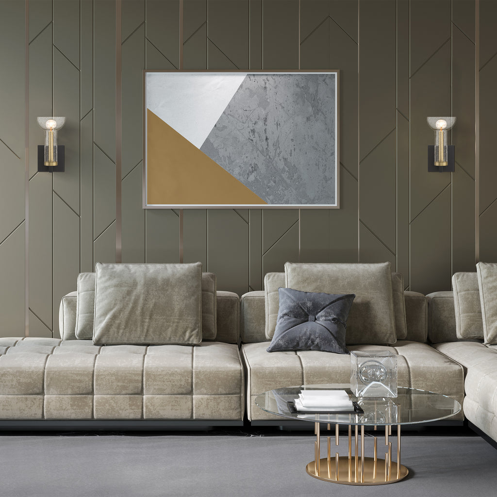 Galactic 5 in. 1-Light Matte Black Industrial Wall Sconce with Clear Seedy Glass Shade for Living Rooms