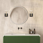 Galactic 5 in. 1-Light Matte Black Industrial Wall Sconce with Clear Seedy Glass Shade for Living Rooms
