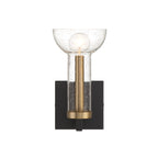 Galactic 5 in. 1-Light Matte Black Industrial Wall Sconce with Clear Seedy Glass Shade for Living Rooms