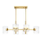 Aries 6-Light Brushed Gold Transitional Linear Chandelier for Kitchen Islands with No Bulbs Included