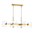 Aries 6-Light Brushed Gold Transitional Linear Chandelier for Kitchen Islands with No Bulbs Included