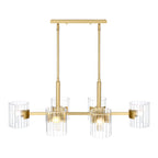 Aries 6-Light Brushed Gold Transitional Linear Chandelier for Kitchen Islands with No Bulbs Included
